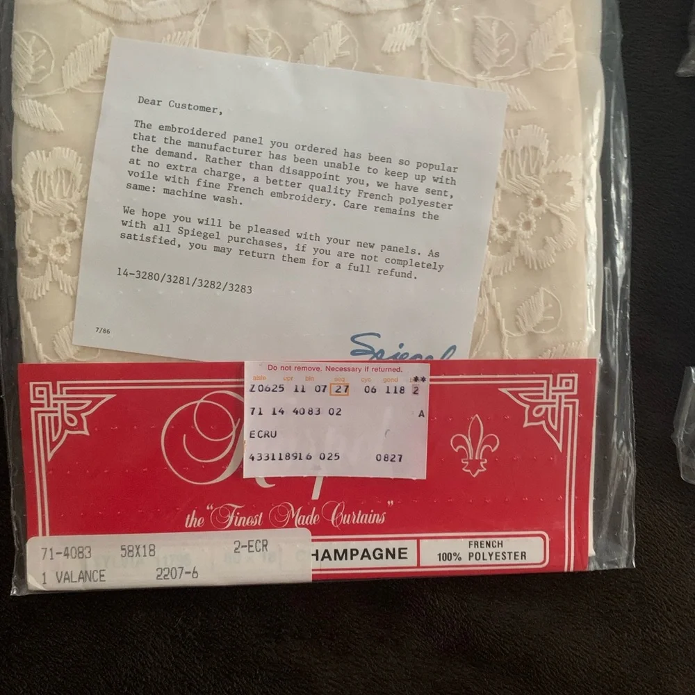 KARPEL Vintage embroided valances/ JP panels (2) each NIB unopened